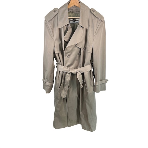 Windsor Club Other - Windsor Club London Fog Mens Trench Coat 40 Long Taupe Double Breasted Belted